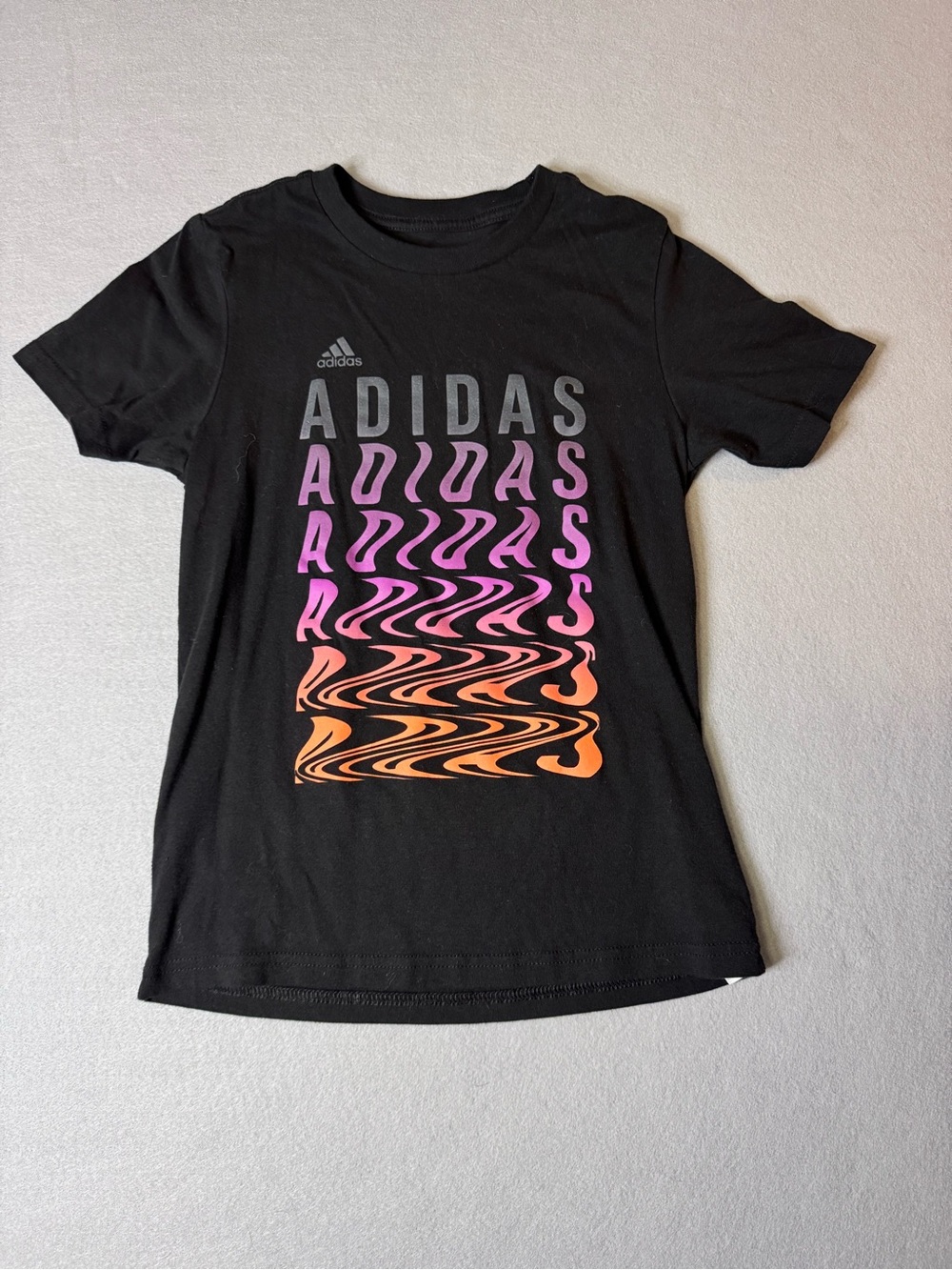 adidas Black Tee with White Logo kids small 10/12